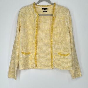 Massimo Dutti Yellow White Open Front Blazer Cardigan Women’s Size Large